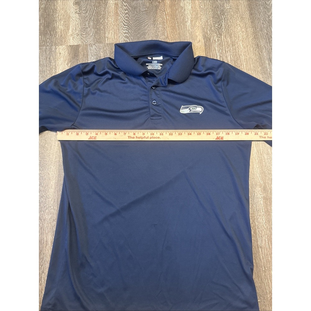Seattle Seahawks Polo Shirt NFL Team Apparel Blue Short Sleeve Mens Large - Picture 3 of 6